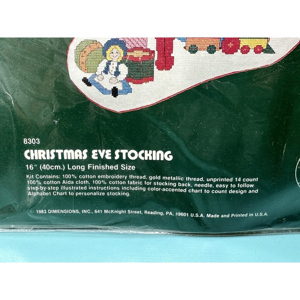 Dimensions Vintage Christmas Eve Stocking Counted Cross Stitch Kit 8303 New - Picture 3 of 3